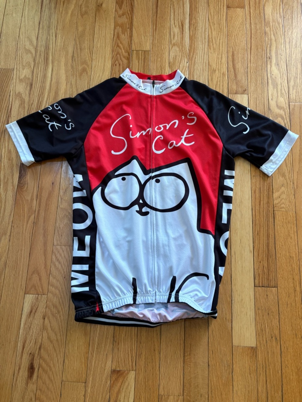 Simon’s Cat Cycling Jersey — Red, White & Black